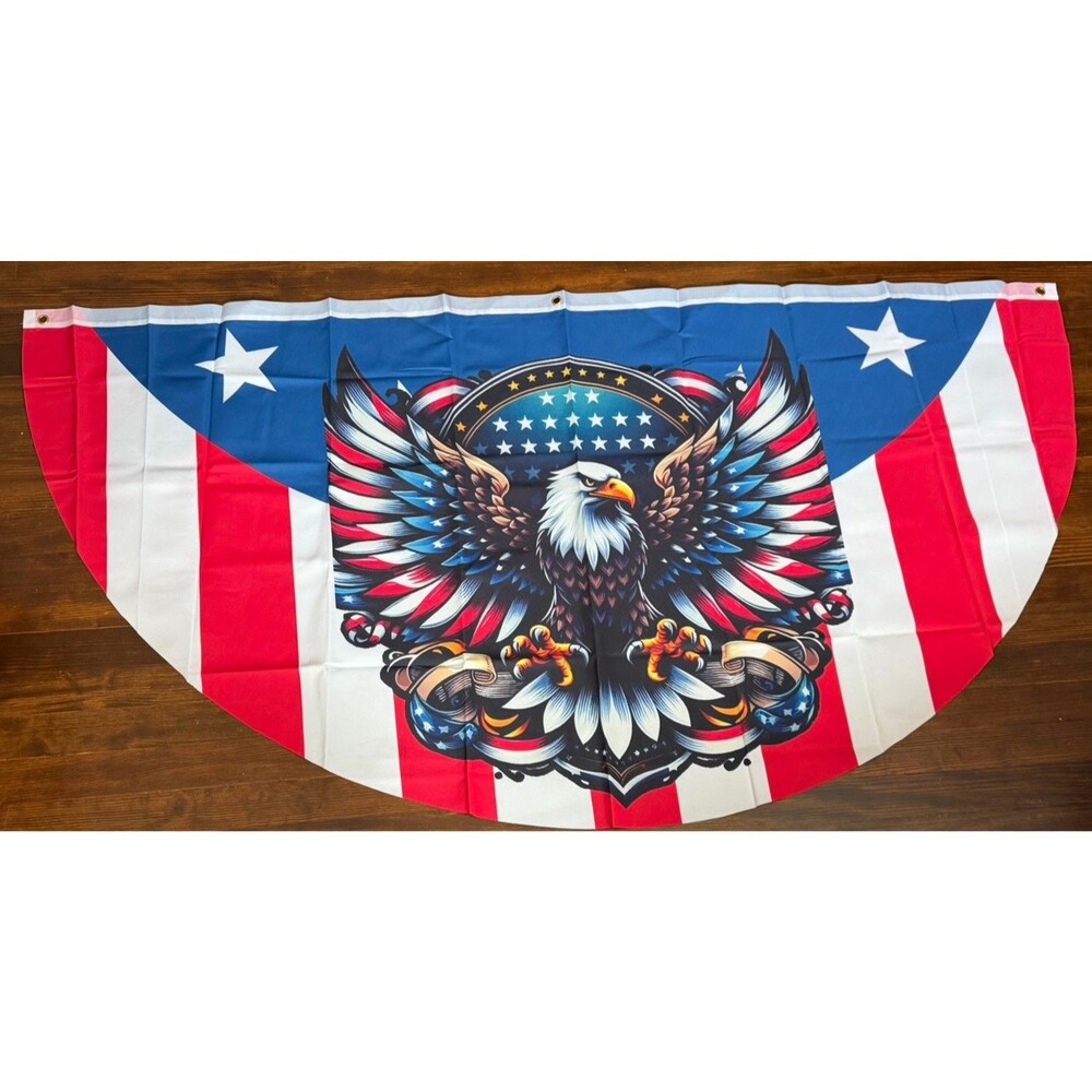Patriotic Bunting Fan Flag July 4th Outdoor Fence Porch Banner Vote America